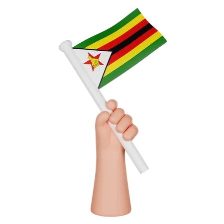 Mão segurando uma bandeira do Zimbábue  3D Icon