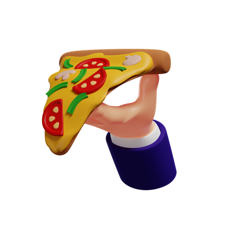 Segurando uma fatia de pizza  3D Illustration