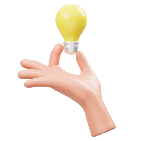 Segurando a lâmpada gesto com a mão  3D Icon