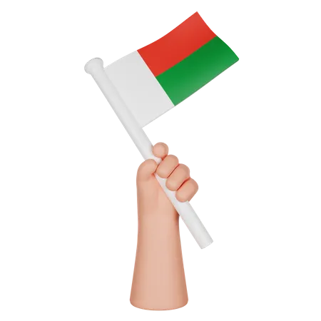 Mão segurando uma bandeira de Madagascar  3D Icon