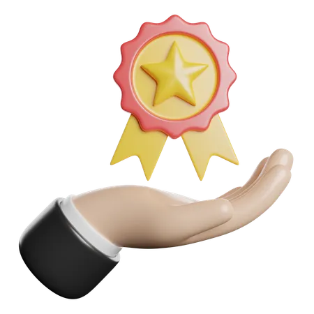 Segurando a medalha estrela  3D Icon