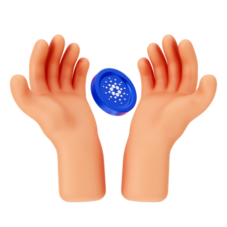 Segurando moeda cardano  3D Icon