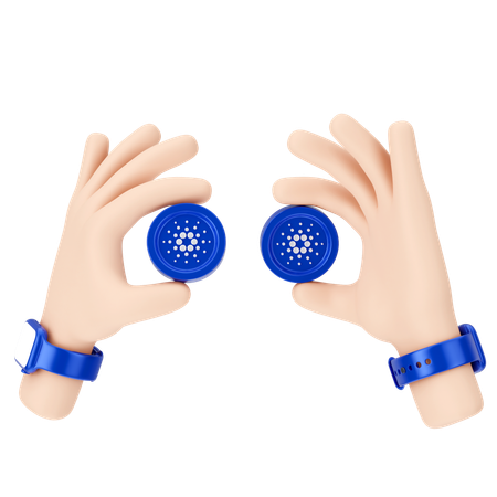 Segurando moeda cardano  3D Icon