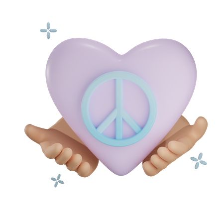 Segurando o coração da paz  3D Icon