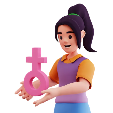 Segurando o sinal feminino  3D Icon