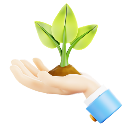 Mão segurando uma planta  3D Icon