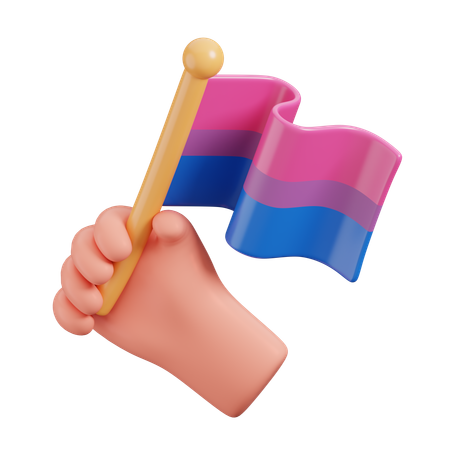 Mão Segurar Bandeira Bissexual  3D Icon