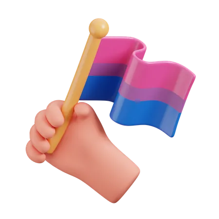 Mão Segurar Bandeira Bissexual  3D Icon