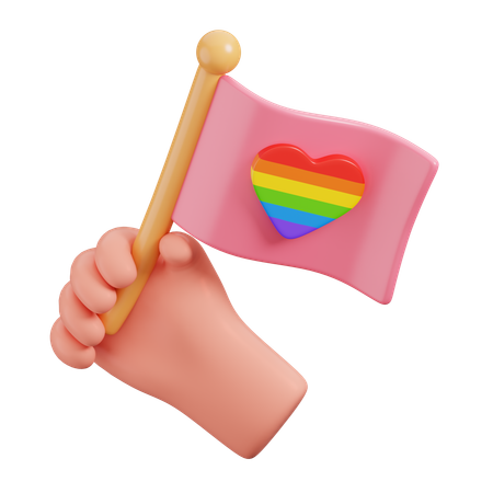 Mão Segurar Bandeira LGBT  3D Icon