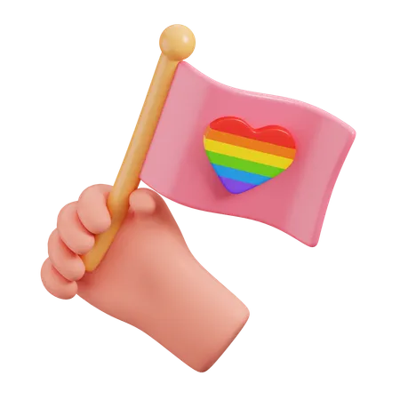 Mão Segurar Bandeira LGBT  3D Icon