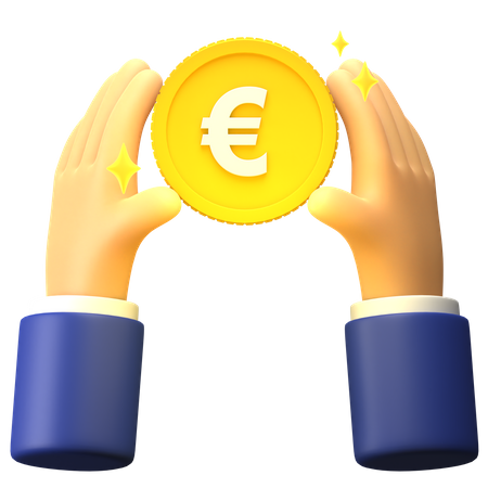 Segure a moeda de euro  3D Icon