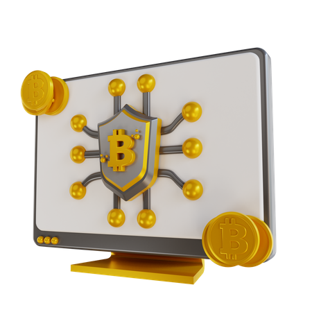 Seguridad bitcoin en línea  3D Illustration