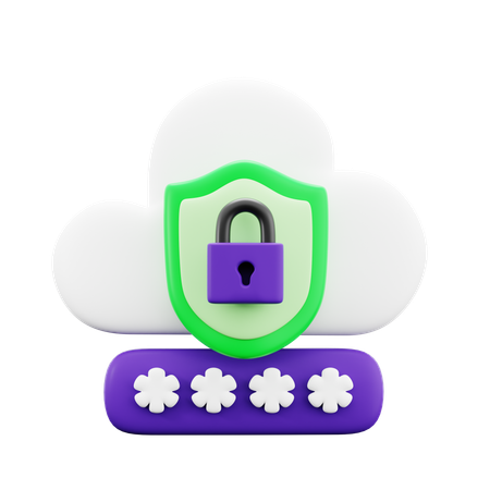Seguridad en la nube cibernética  3D Icon