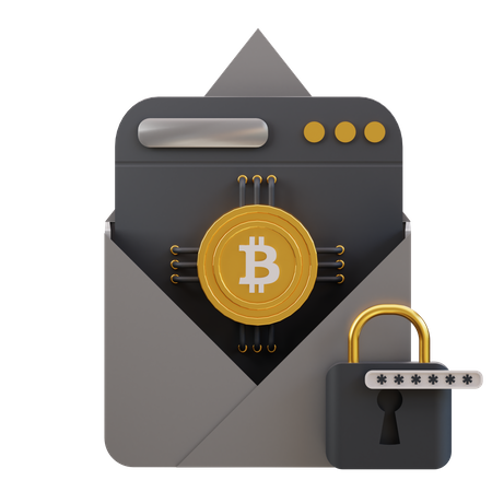 Seguridad del correo bitcoin  3D Icon