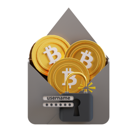 Seguridad del correo bitcoin  3D Icon