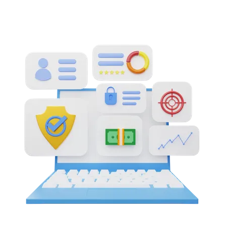 Seguridad de datos comerciales en línea  3D Illustration