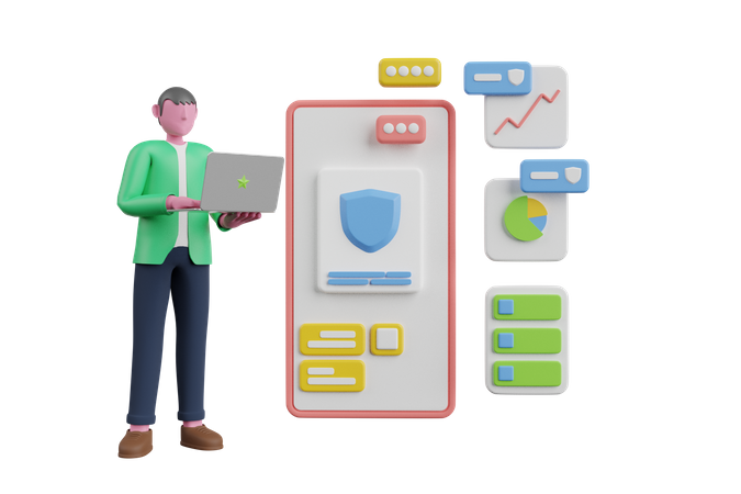 Seguridad de datos móviles  3D Icon