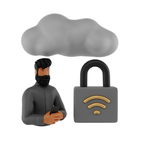 Seguridad en la nube  3D Illustration