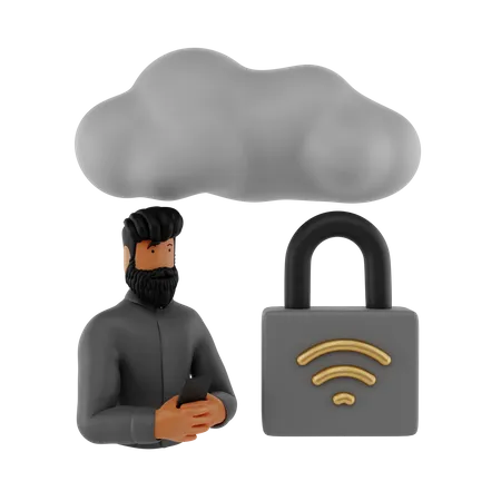 Seguridad en la nube  3D Illustration