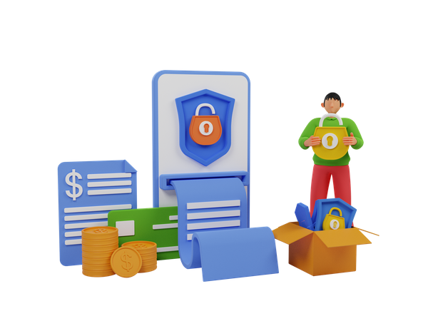 Seguridad financiera  3D Illustration