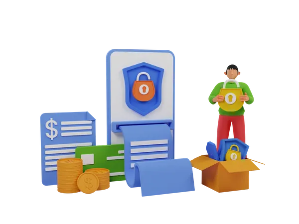 Seguridad financiera  3D Illustration