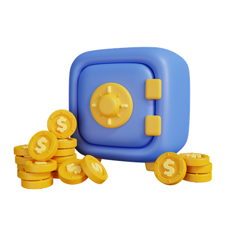 Seguro com moedas  3D Illustration