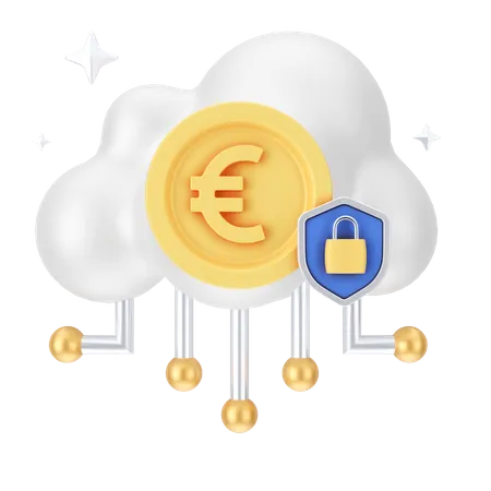 Nuvem euro segura  3D Icon