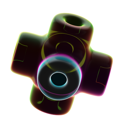 Seis cilindros ocos neon abstrato  3D Icon