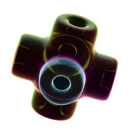 Seis cilindros ocos neon abstrato  3D Icon