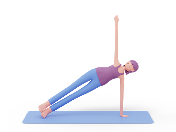 Seitliche Planke-Yoga-Pose  3D Illustration