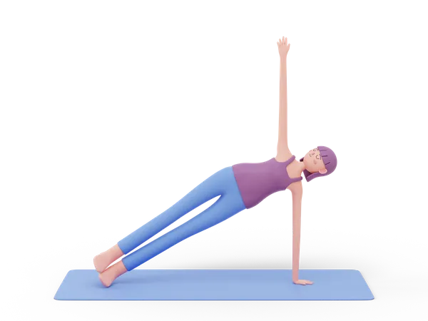 Seitliche Planke-Yoga-Pose  3D Illustration