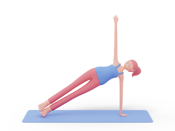 Seitliche Planke-Yoga-Pose  3D Illustration