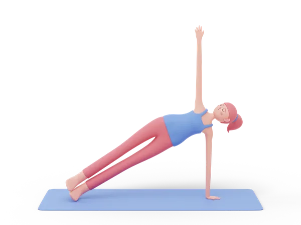 Seitliche Planke-Yoga-Pose  3D Illustration