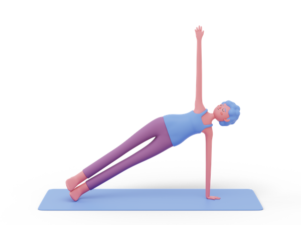 Seitliche Planke-Yoga-Pose  3D Illustration