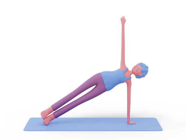 Seitliche Planke-Yoga-Pose  3D Illustration