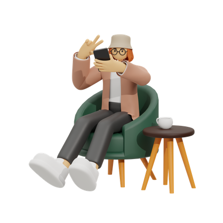 Selfie in Style  3D Illustration