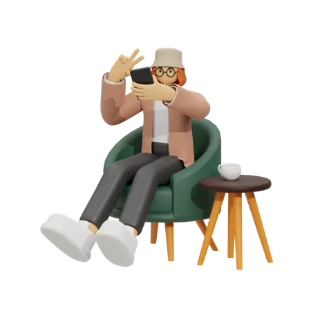 Selfie in Style  3D Illustration