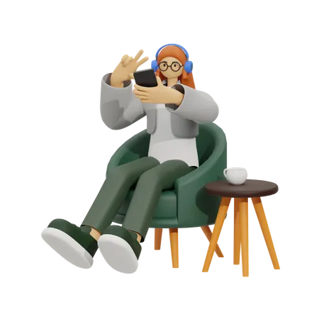 Selfie in Style  3D Illustration