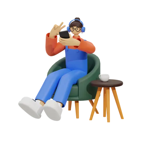 Selfie in Style  3D Illustration