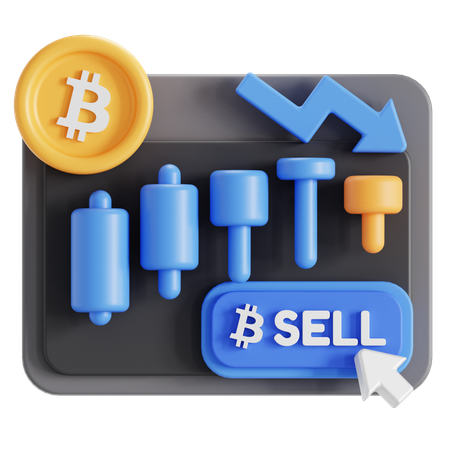 Sell bitcoin  3D Icon