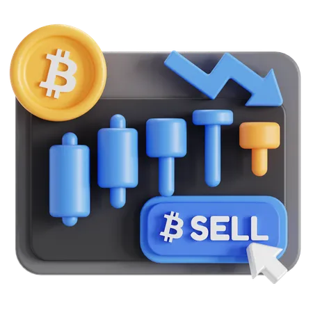 Sell And Trade Bitcoin 3D Icon
