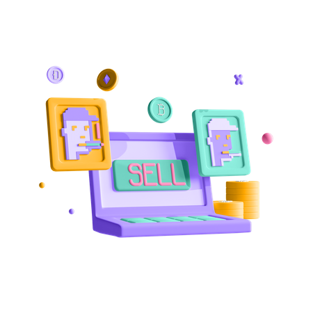 Sell NFT  3D Illustration