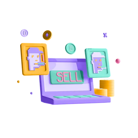 Sell NFT  3D Illustration