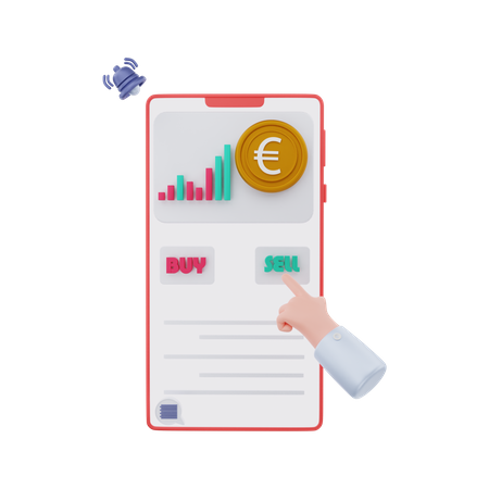 Selling Euro on mobile  3D Icon