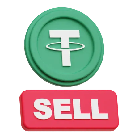 Selling Tether Crypto Coin  3D Icon