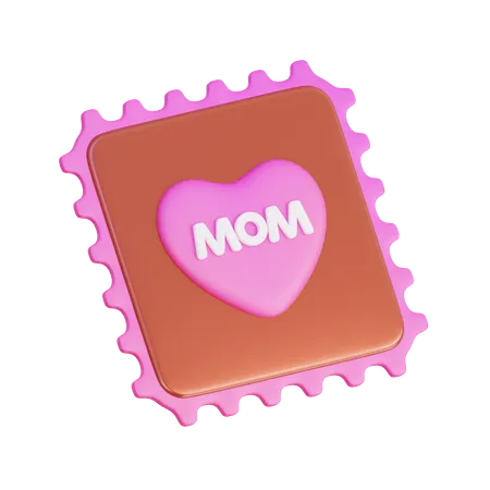 Sello de corazón de mamá  3D Icon