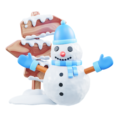 Señal de tráfico con muñeco de nieve  3D Icon