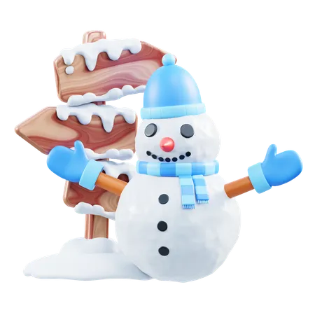 Señal de tráfico con muñeco de nieve  3D Icon