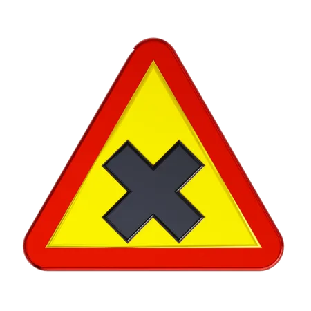 Señal de tráfico con marca de cruz  3D Icon