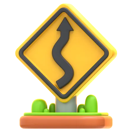 Señal de tráfico en zigzag  3D Icon